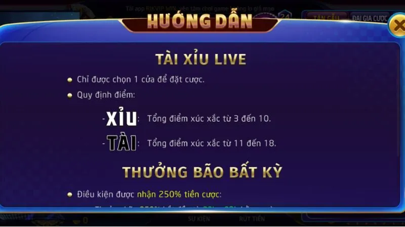 Tài xỉu Livestream tại Rikvip cá cược cực đơn giản 