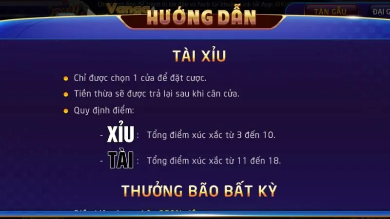 Tài xỉu mini luật chơi cực đơn giản