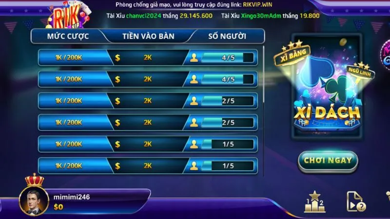 Thiết kế giao diện chơi Xì dách trực quan tại Rikip